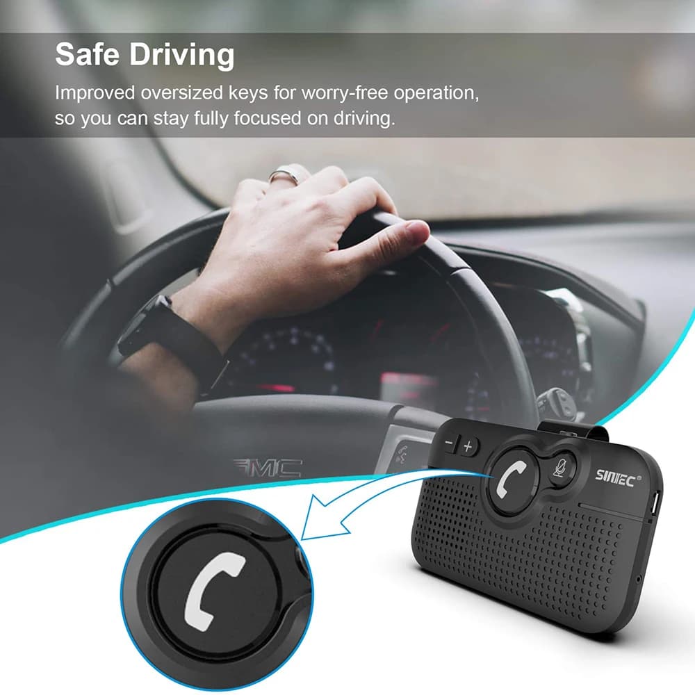 Kit per auto Vivavoce Vivavoce Visiera parasole multipunto Altoparlante per smartphone per telefono Caricatore per auto Vivavoce compatibile con Bluetooth