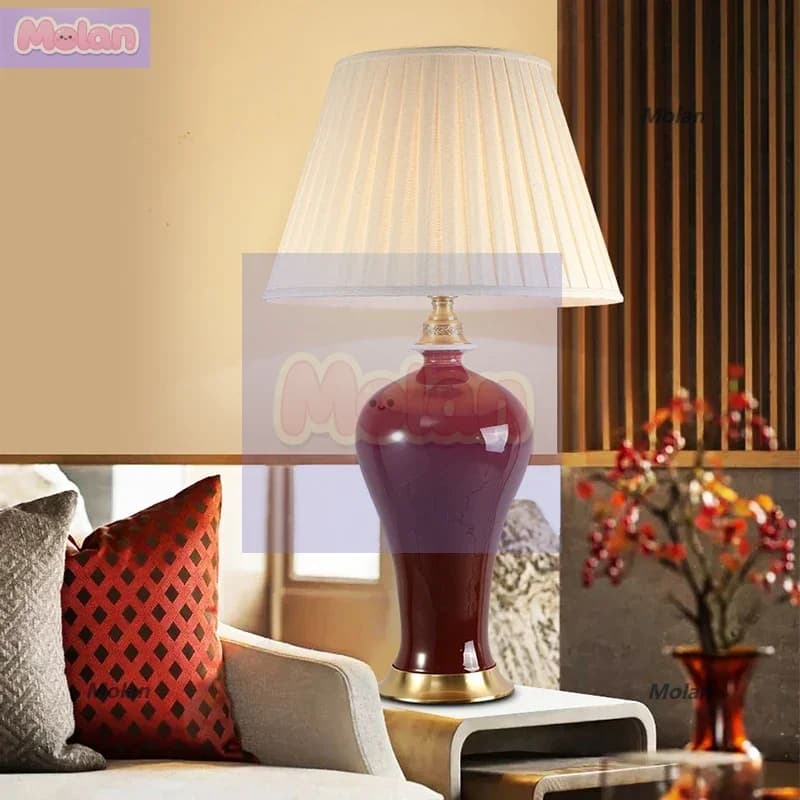 New Chinese Living room sofa side Jingdezhen Langhong ceramic Large table lamp Simple and atmos