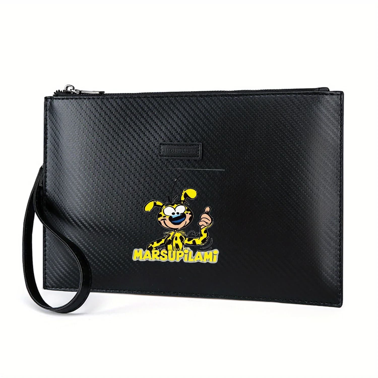 Animali gialli felici che si spinge verso l'alto Elegante borsa da uomo in PU stampata Alla moda e pratica per il trasporto quotidiano