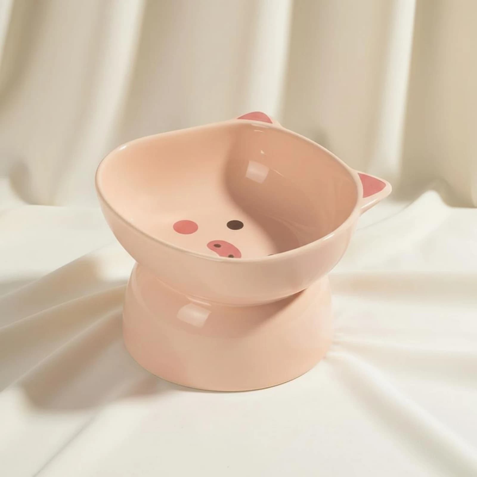 Ceramic Cartoon Pet Dish Anti-Tip Elevated Cat Bowl Raised Cat Food Bowl Easy to Clean Tilted Ceramic Pet Dish Dishwasher Safe