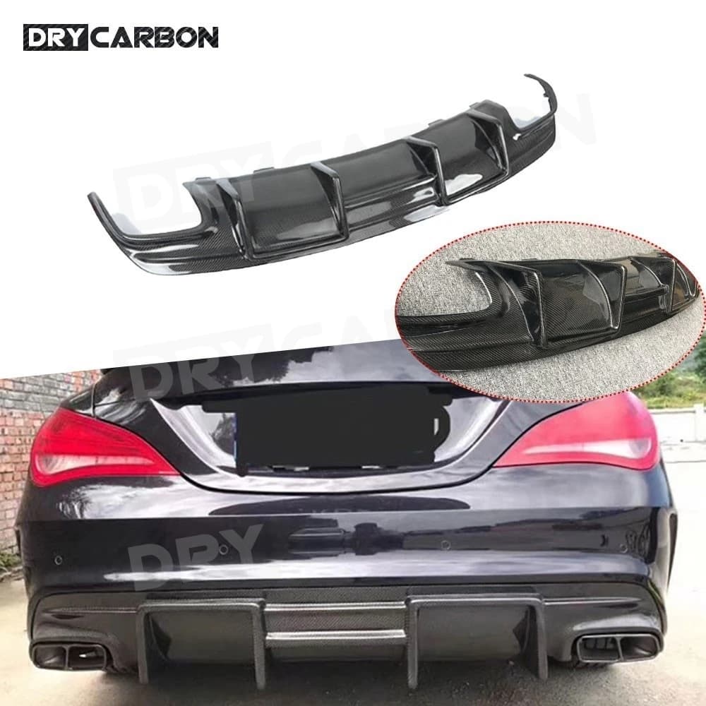 Carbon fiber rear bumper lip for Mercedes Benz Class CLA W117 CLA200 CLA250 CLA260 CLA45 2013-2019 FRP with 4 output exhaust FRP