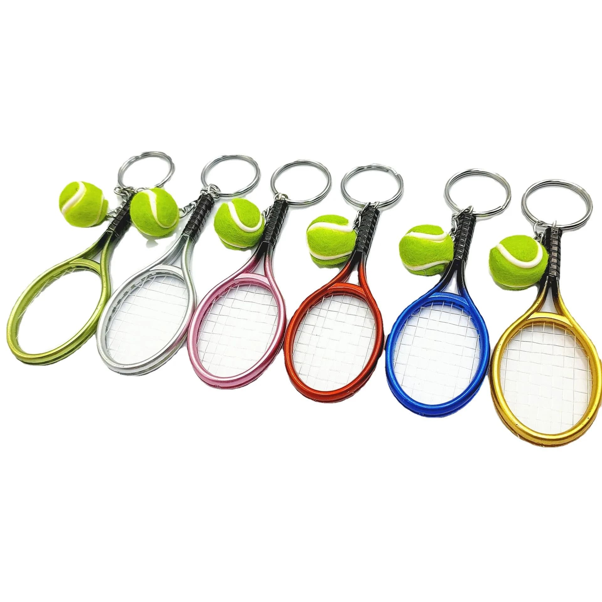1 piece of plastic simulated tennis ball and racket pendant bag accessories sports gift