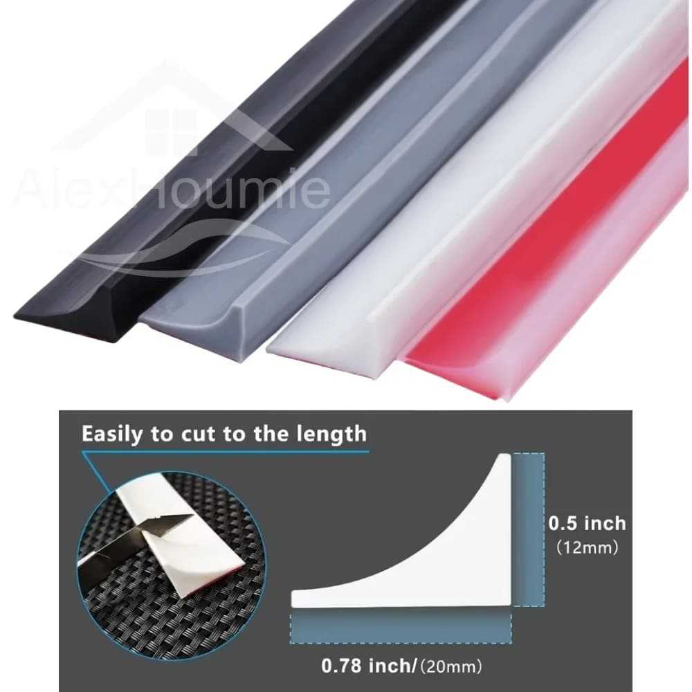 Self-Adhesive Silicone Bathroom Water Stopper Water Retaining Strip Bendable Bathroom Door Washing Machine Shower Dam Barrier