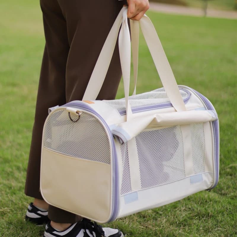 Borsa Trasportino Portatile per Animali Domestici da Esterno, Anti-Schiacciamento, Traspirante, Estiva, a Tracolla e a Mano, per Cani - Uoopet 00
