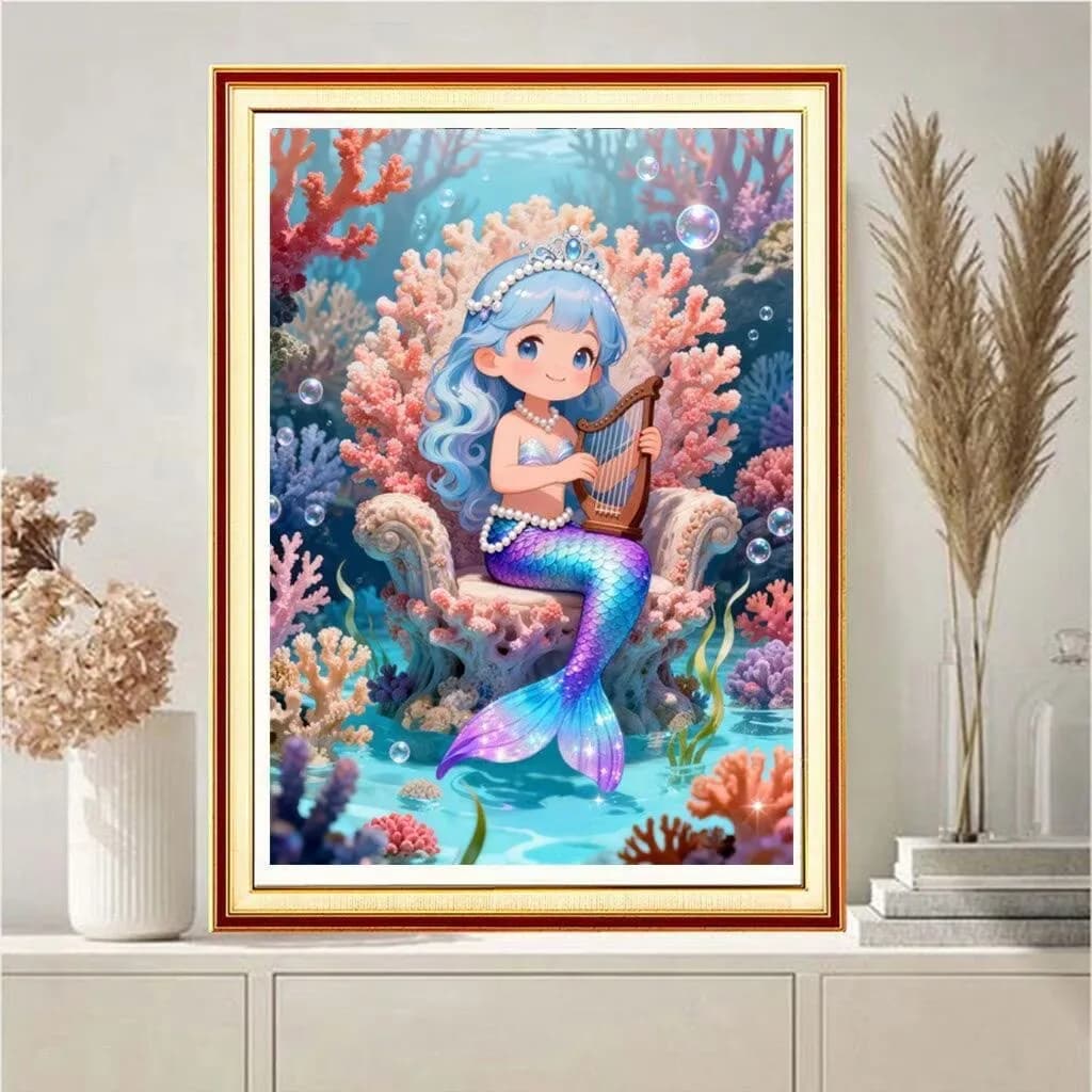 Kit Ricamo Fai da Te 9CT 11CT Ragazza con Pesce Stile Cinese Stampato, Set Punto Croce con Fili e Ago, Artigianato per la Casa