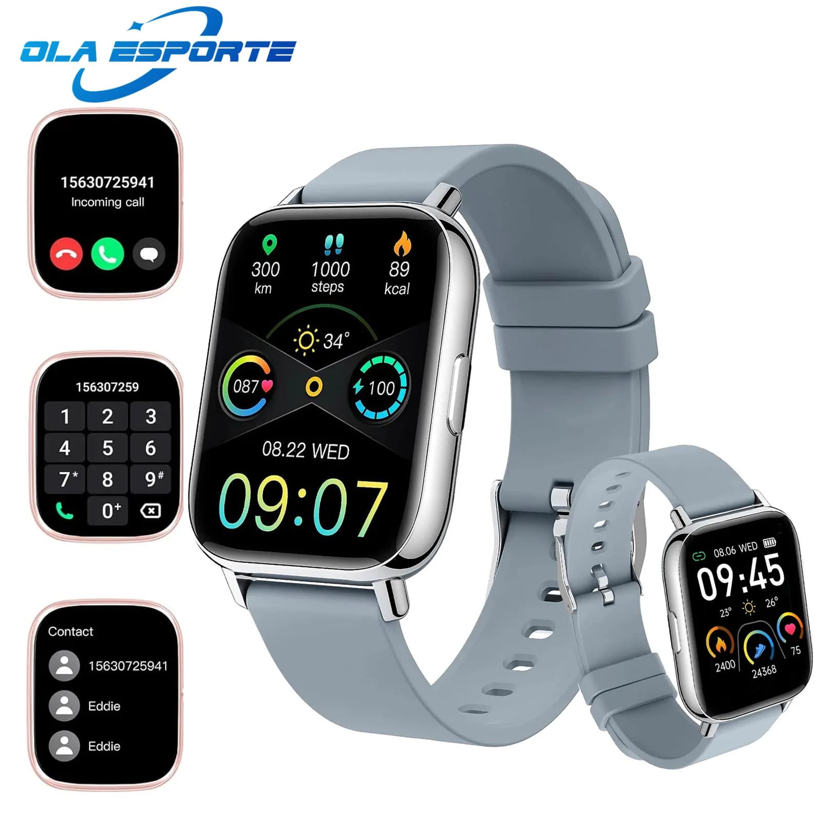 OlaEsporte NewSmart Watch Fitness Tracker Full Touch Screen Smartwatch Orologio fitness Cardiofrequenzimetro Pedometro Monitor del sonno