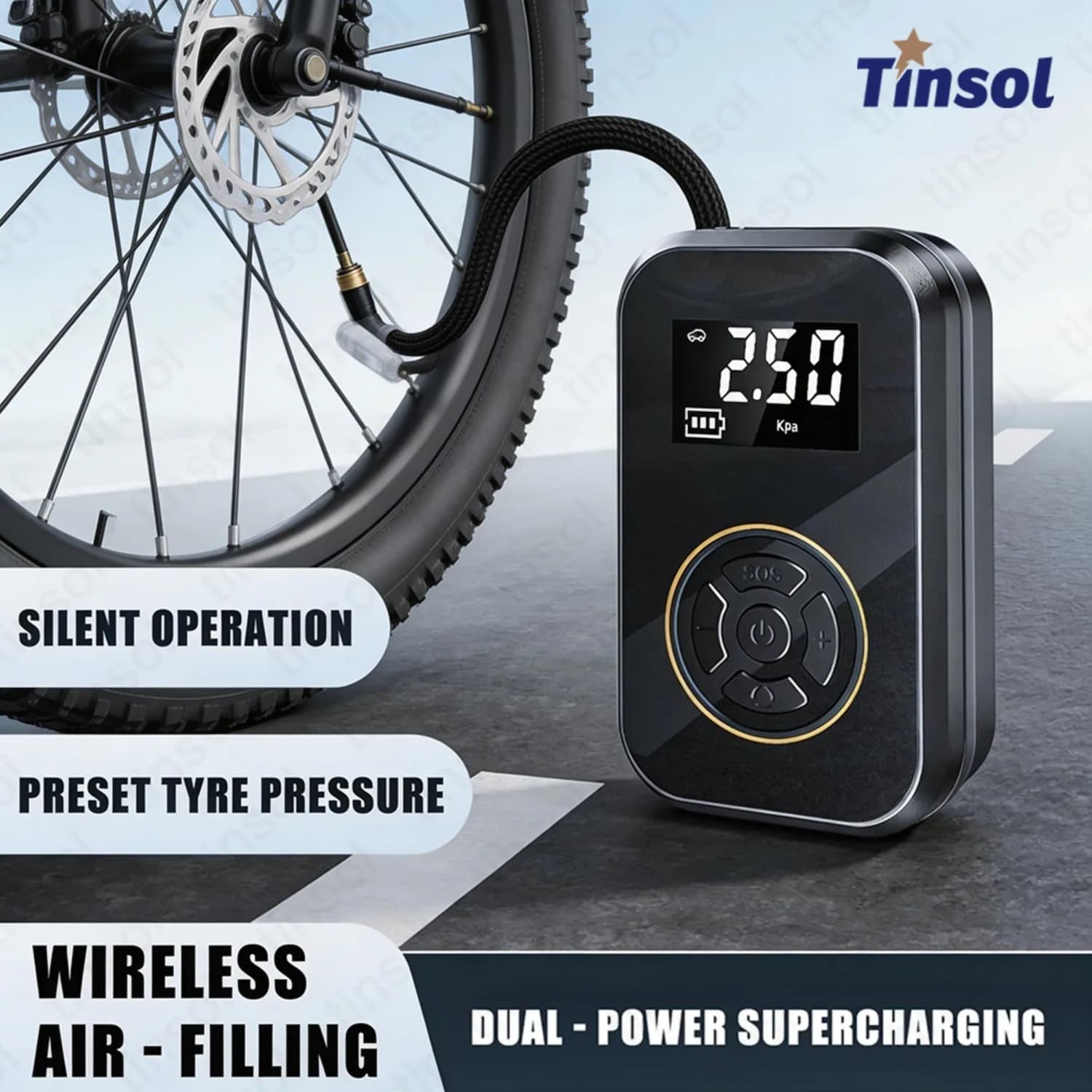 Pompa d'Aria Wireless per Auto e Bici, Gonfiatore Rapido per Pneumatici Auto, Gonfiatore Elettrico Intelligente per Auto e Moto