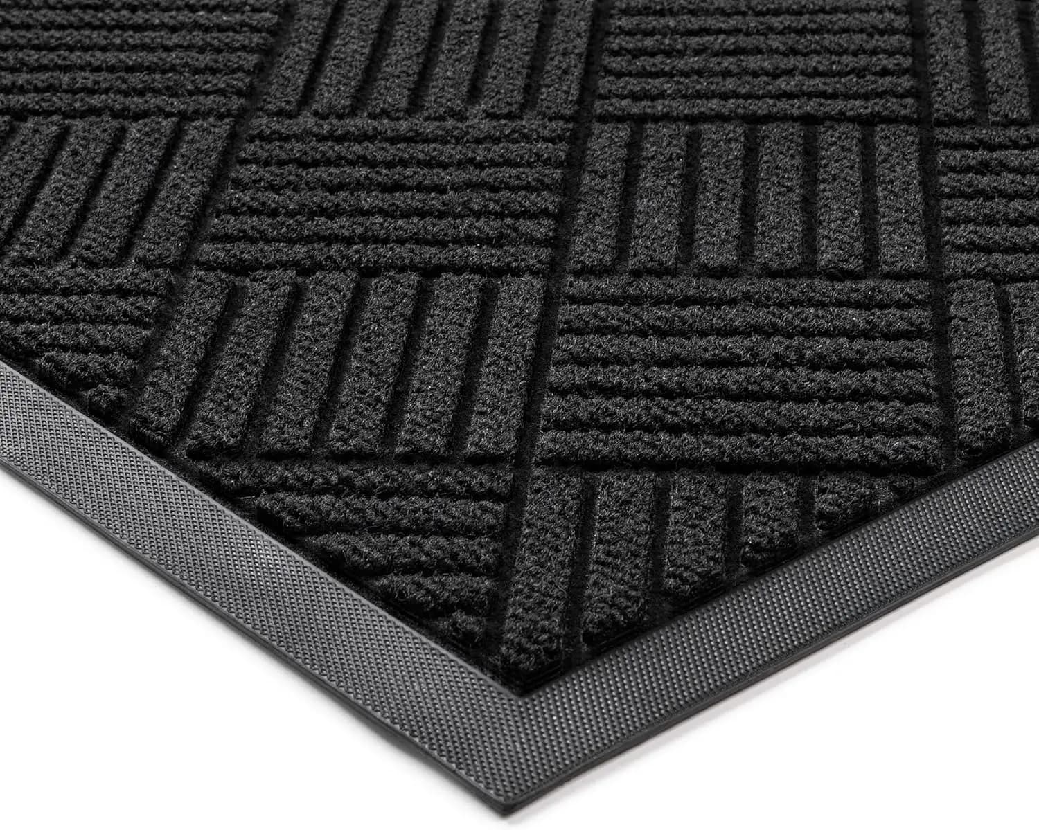Tappeto Zerbino Resistente per Porta d'Ingresso 36x48 Pollici, Tappeto Zerbino per Interni ed Esterni, Tappeto d'Ingresso a Profilo Basso, Resistente alle Macchie e allo Sbiadimento, Nero Diamante