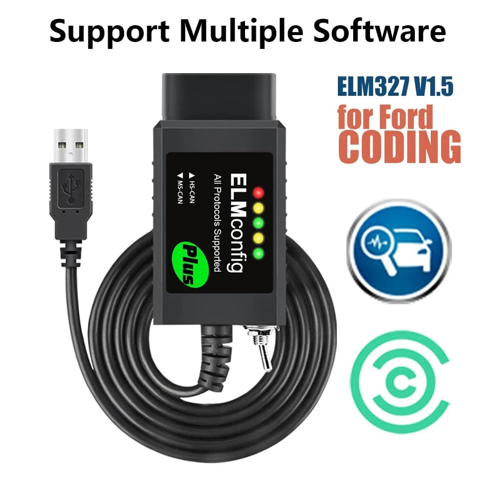 Per Ford FORscan USB OBD2 ELM327 V1.5 con interruttore CH340 Chip muslimex Forscan FoCCCus HS CAN e MS CAN strumento diagnostico per auto
