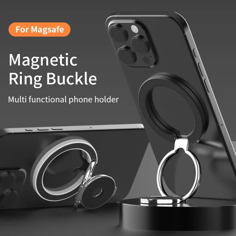 Supporto per telefono MagSafe a doppia faccia Supporto per anello magnetico per telefono Cavalletto con impugnatura magnetica per iPhone 16 15 14 13 Supporto per auto da palestra Android