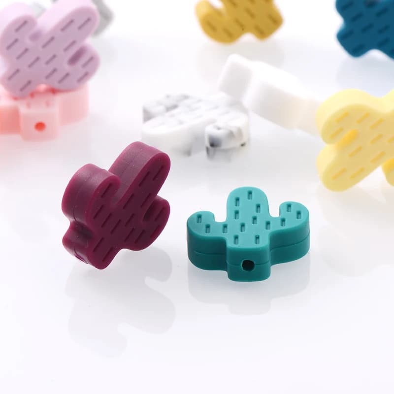 10pcs Cactus perline in Silicone per uso alimentare fai da te ciuccio catena collana accessori cura massaggiagengive prodotto giocattoli senza BPA