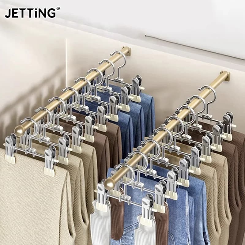 5-pack Seamless Stainless Steel Trouser Rack Adjustable Stainless Steel Shoe Rack Trouser Rack Boots Hanger Portable