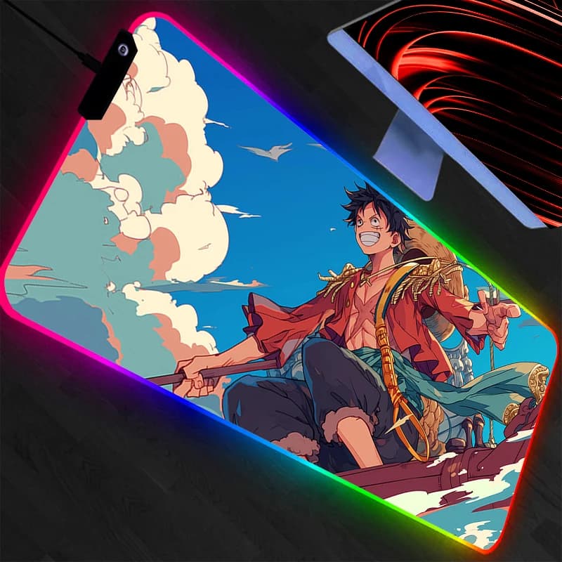 Tappetino per Mouse Grande One Piece RGB per Laptop e PC, Tappetino per Tastiera da Gamer XXL, Mousepad con Retroilluminazione LED, Tappetino da Tavolo in Gomma Durevole