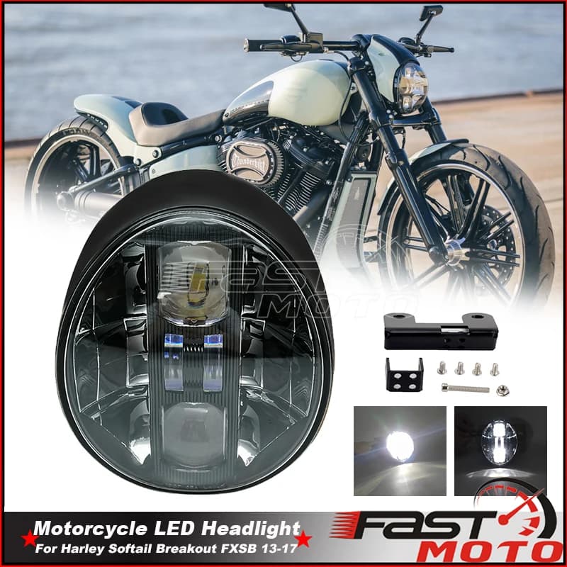 Per Harley Softail Breakout FXSB Breakout Faro principale con staffa Fascio alto/basso Lampada DRL Fari anteriori 12V 60W 13-17