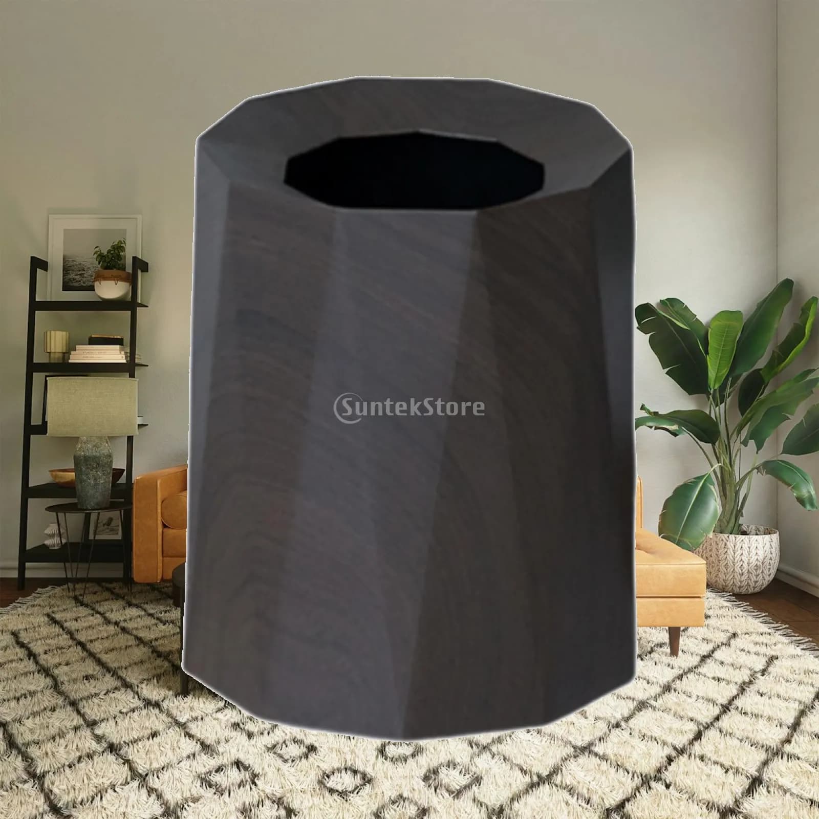 Round Trash Can Trash Bin Modern Decorative Stylish Wastebasket Rubbish Bin for Patio Kitchen Bathroom Yard Living Room