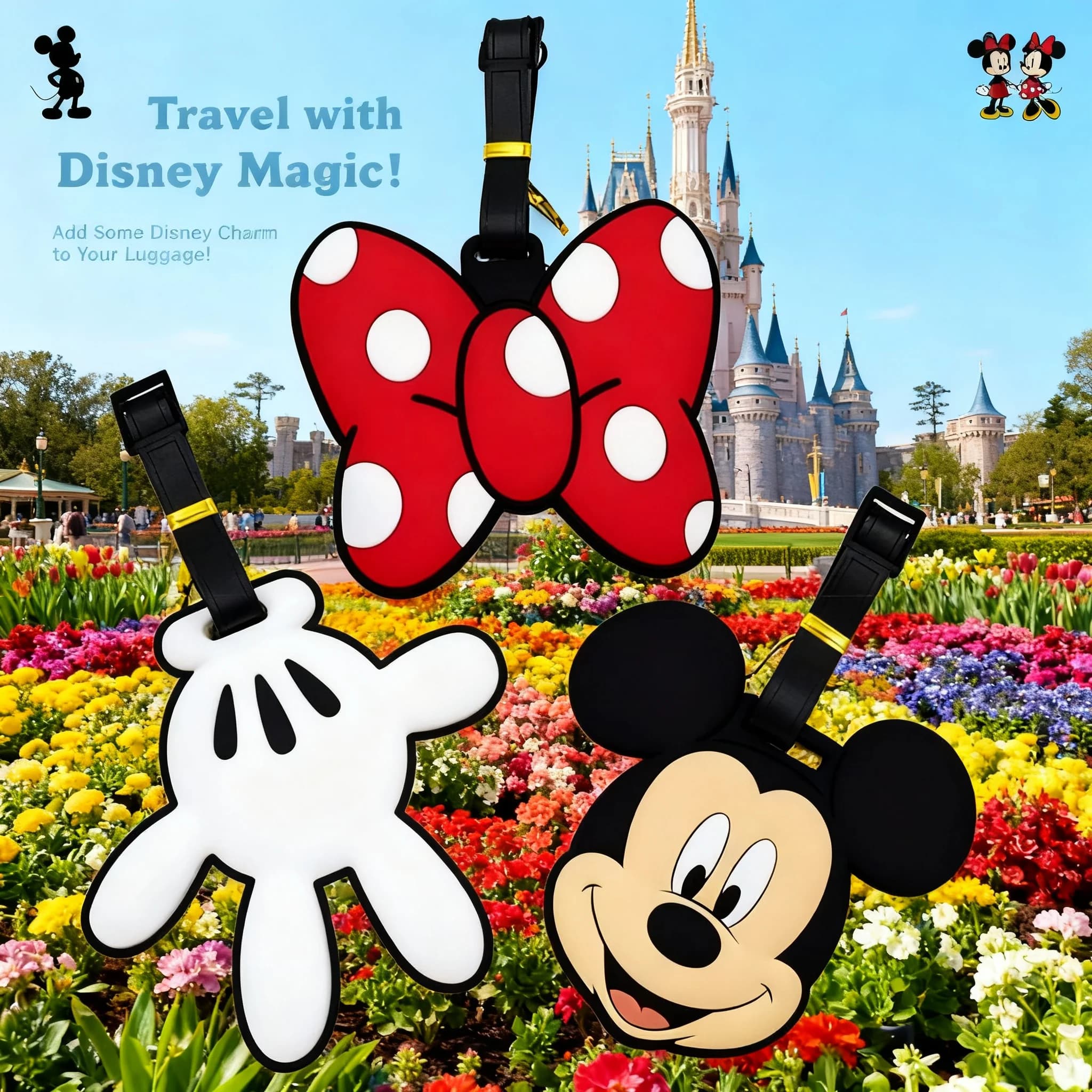 Etichetta per Bagagli Disney Minnie Mickey Mouse, Portatile, con Indirizzo e ID, per Valigie e Bagagli a Mano