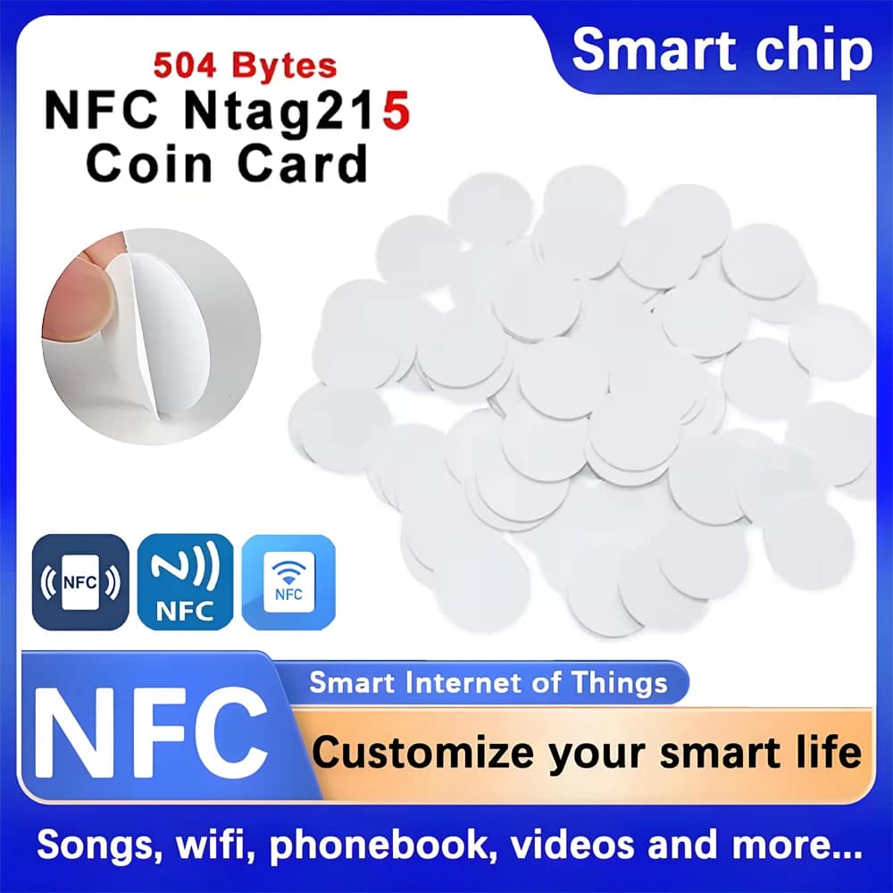 L'etichetta pastabile con scheda NFC NFC 215 da 10 pezzi può scrivere da Tagmo funziona con l'interruttore disponibile per tutti i telefoni cellulari NFC
