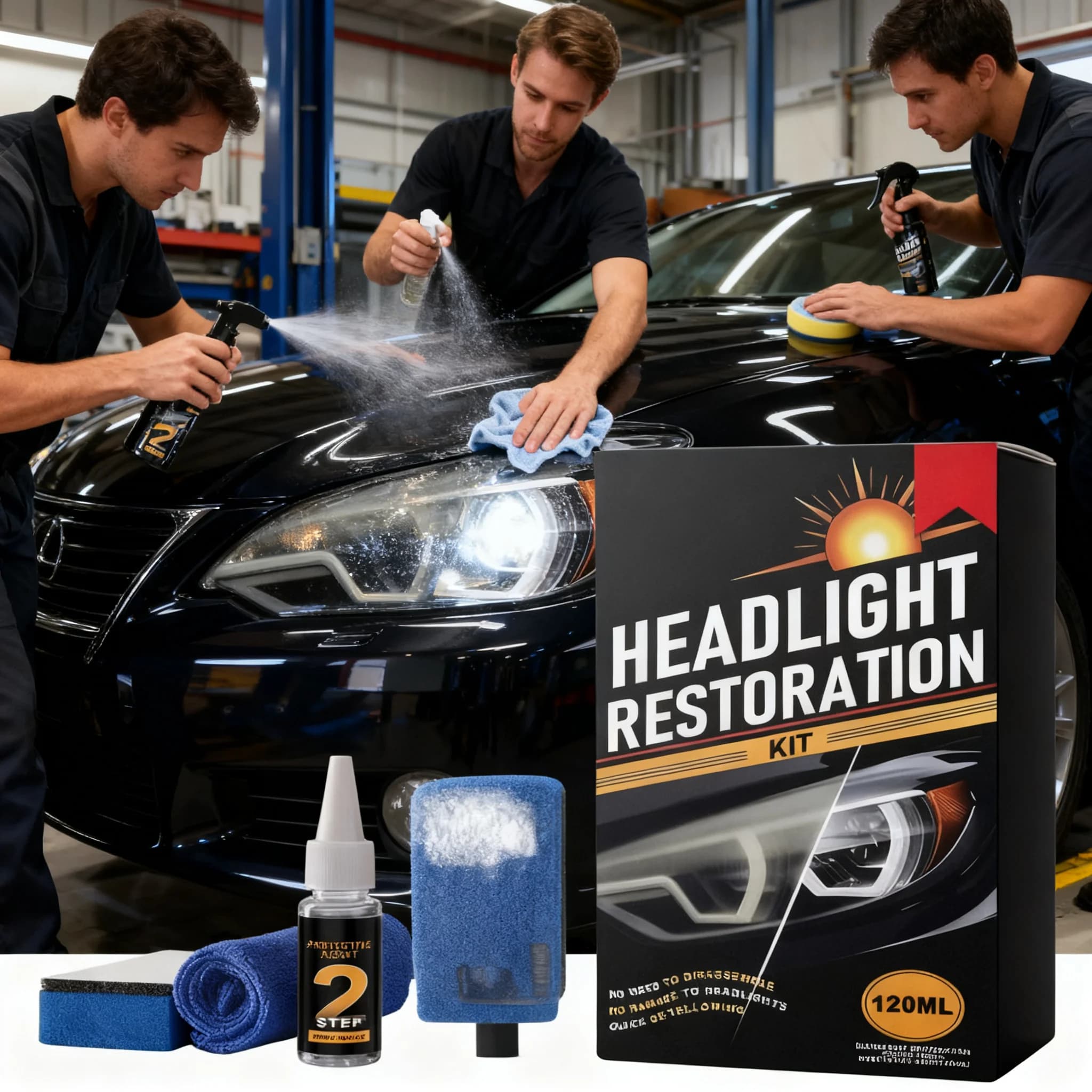 1/2set Car Headlight Restoration Polishing Kits Headlamp Scratch Remover Repair Cleaning Paste Remove Oxidation Headlight Polish