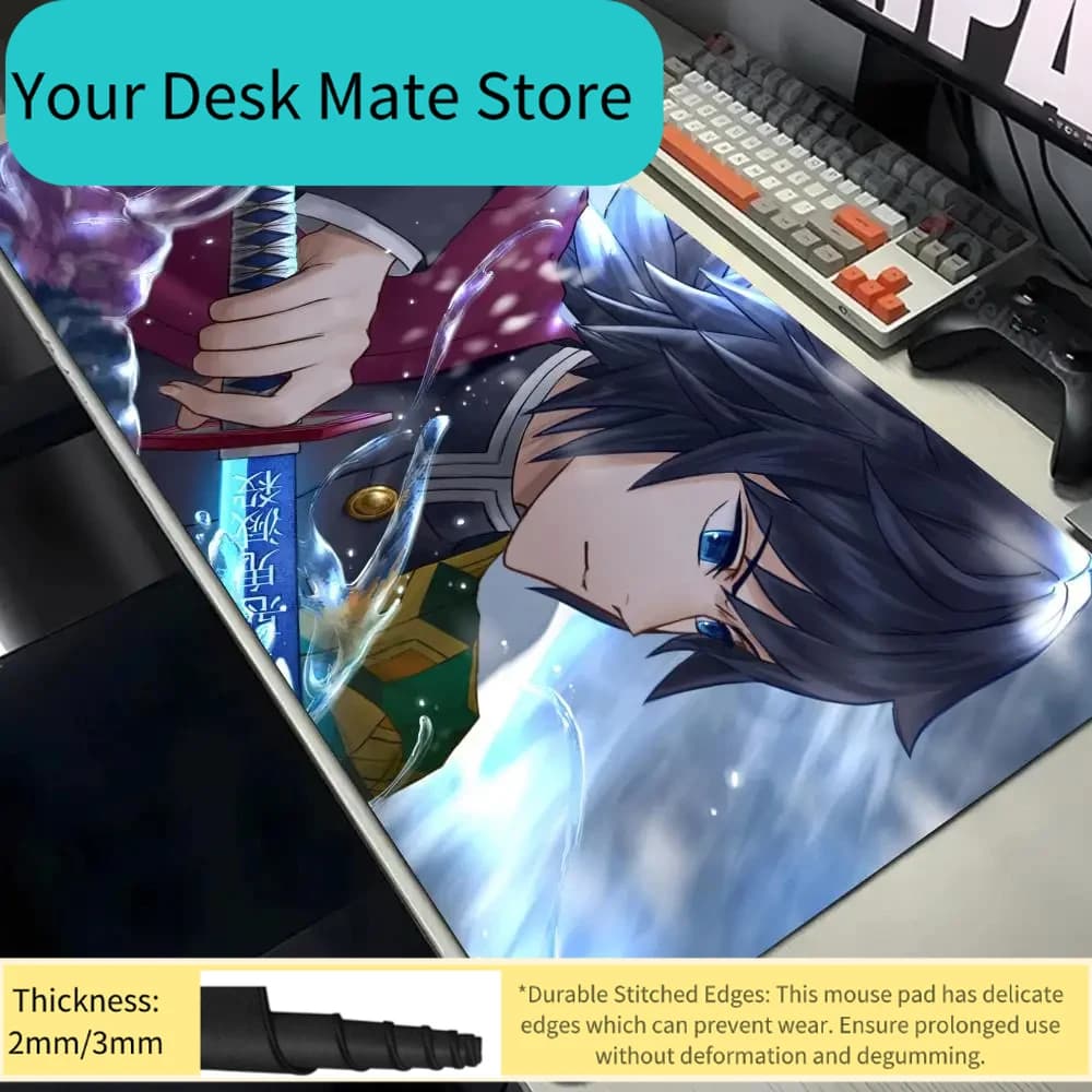 Tappetino per Mouse Anime Giyuu Tomioka Demon Slayer, Tappetino da Gioco Esteso, Tappetino da Scrivania Estetico Anime, Tappetino Antiscivolo per Tastiera