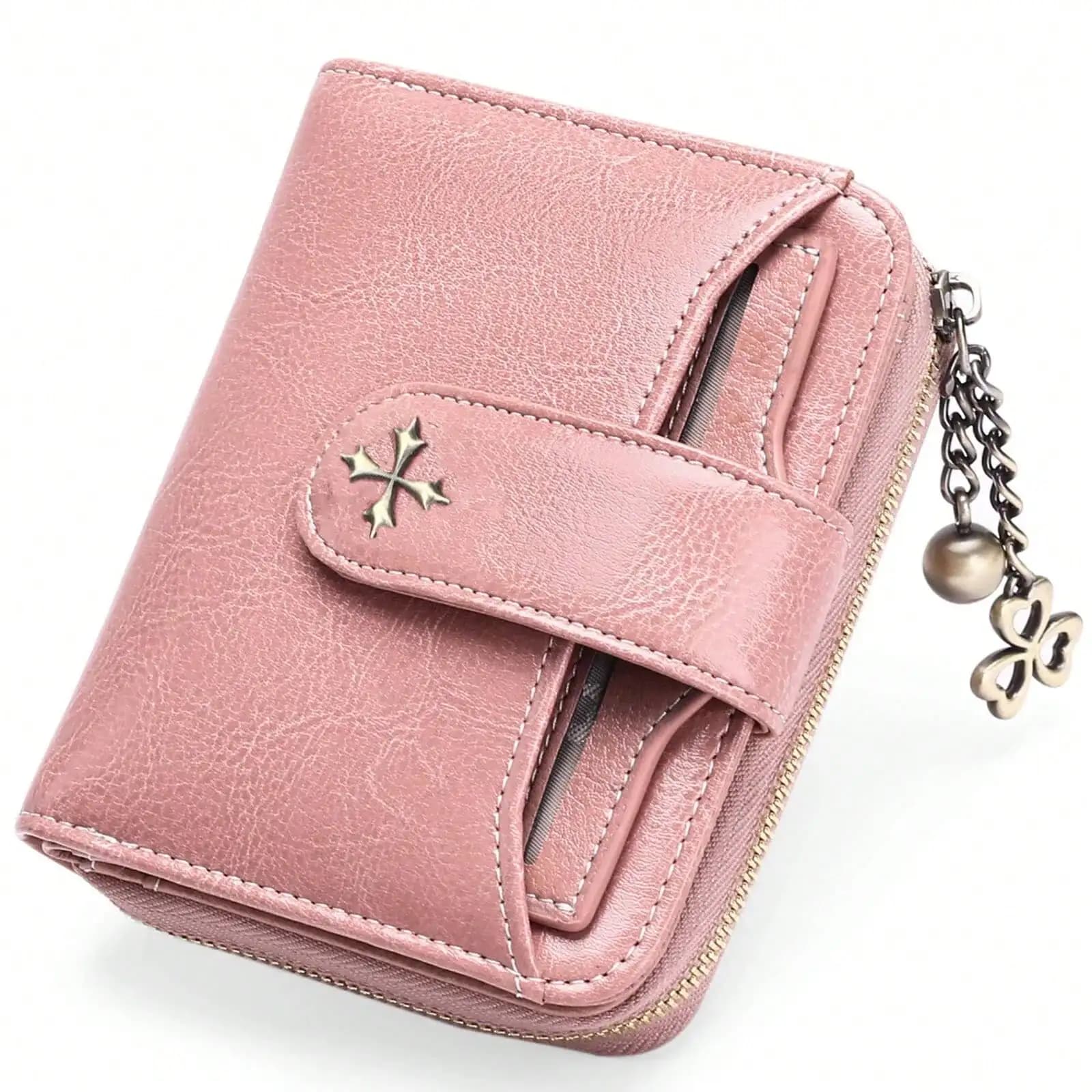 Portafoglio piccolo da donna con blocco RFID, portafoglio bifold con tasca con cerniera, mini borsa da donna