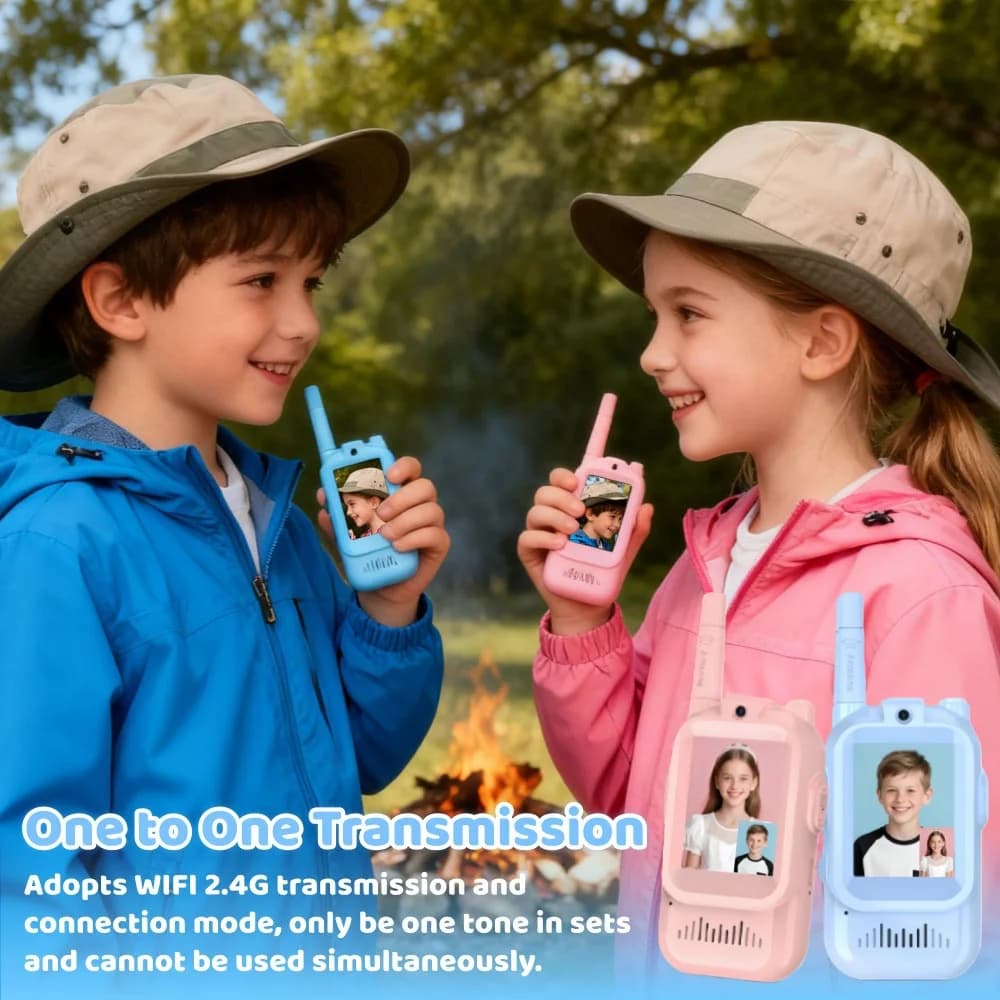 Fotocamera per bambini - Set regalo da 2 pezzi per ragazzi e ragazze, walkie-talkie video portatili ricaricabili, interfono video per interni ed esterni