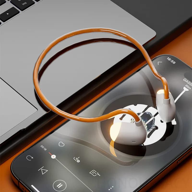 Bone Conduction Wireless Bluetooth 5.3 Headsets Atmosphere Light Night Running Headphones with Long Battery Life Gaming Earphone