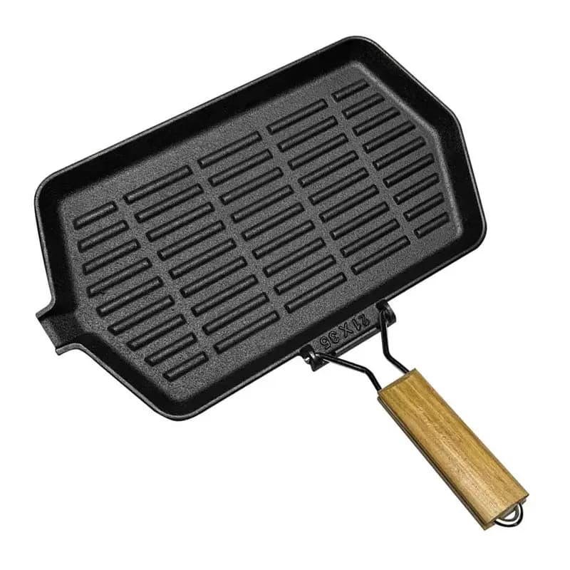 ABYP Frying Pan For Outdoor Hiking Picnic Cooking Cast Iron Grilled Pan With Handle For Induction Cooker Steak Pan