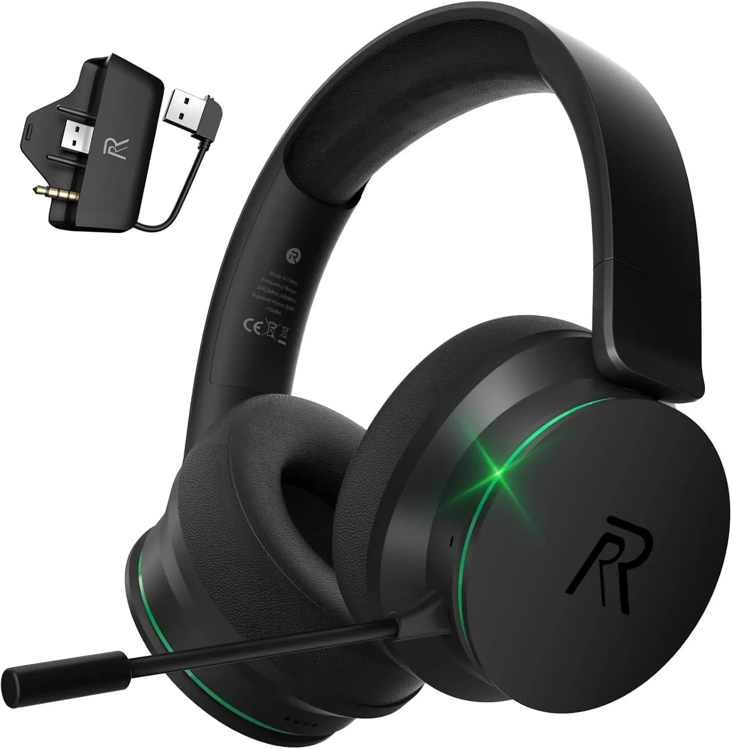 Wireless Gaming Headphones for Xbox, PS5, Switch, Mac with Bluetooth 5.3, Audio Surround 3D and Microphone with Noise Cancellation - Black Green
