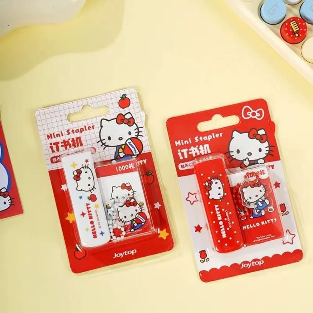 Mini cucitrice originale Sanrio con graffette, macchina portatile per rilegatura di libri e documenti, forniture di cancelleria, regali kawaii Hello Kitty