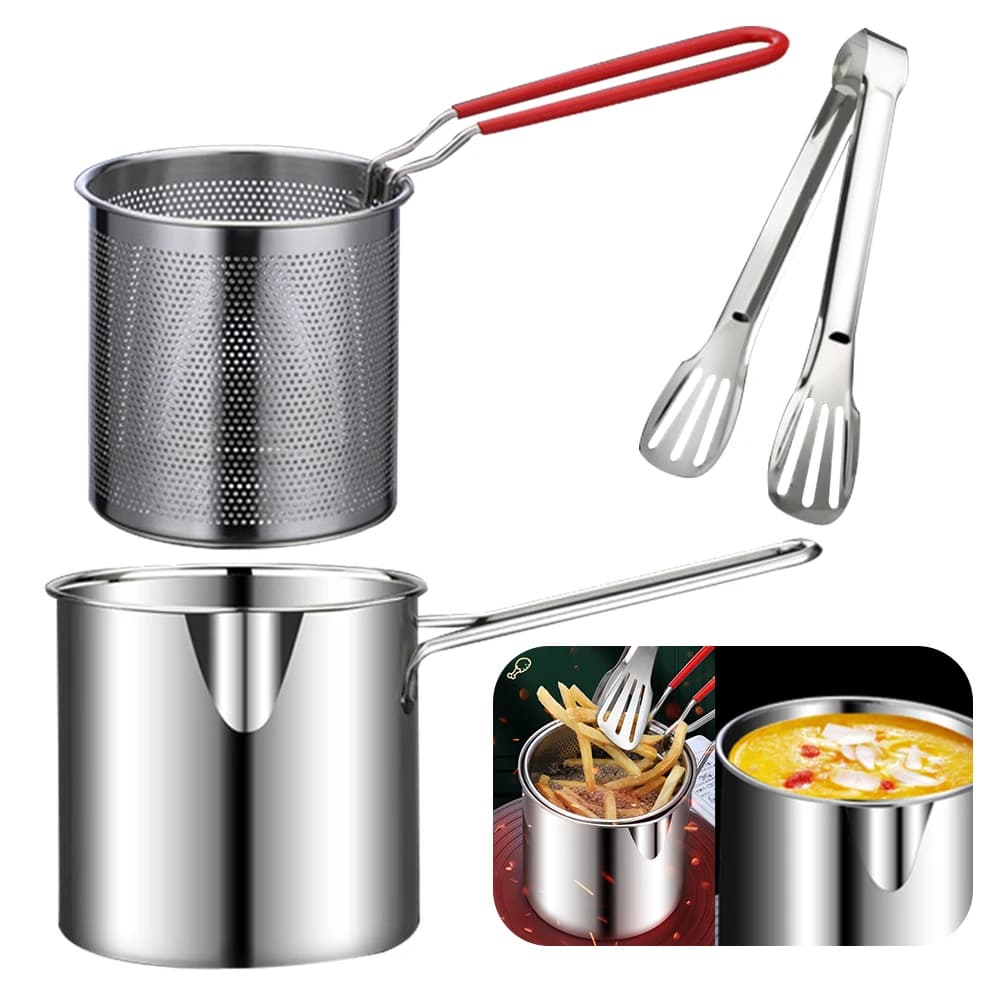 1200ML portable pentola with multi-purpose frieze basket for fries 304 stainless steel kitchen utensils