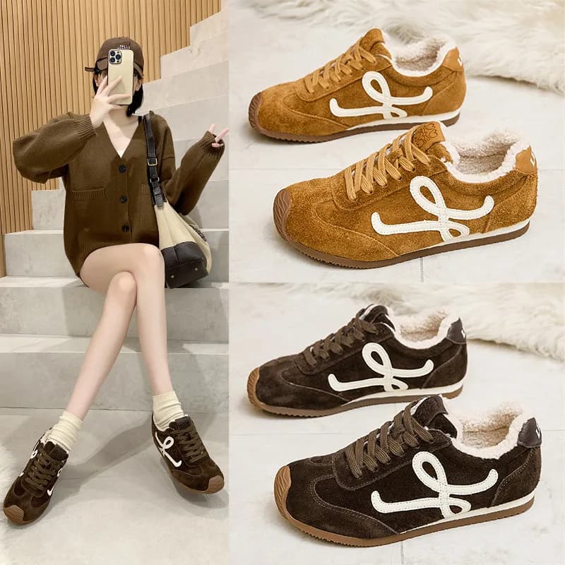 Cowhide Ballerinas Women's New Leather Retro German Training Shoes Flat Lace-up Sneakers Forrest Gump