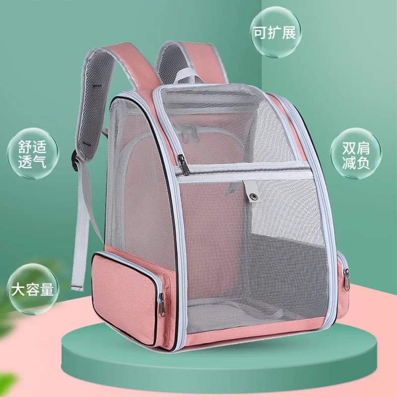 Breathable 4-Season Clear Pet Travel Backpack, Large Capacity Transparent Cat & Dog Carrier Bag, Double Shoulder Handbag