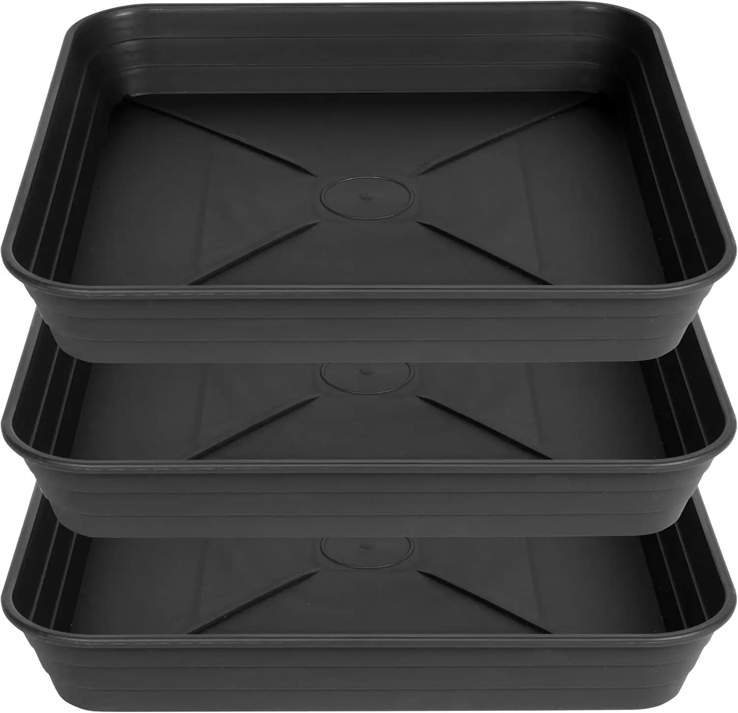 Set di 3 Sottovasi Quadrati da 20 Pollici, in Plastica Resistente per Uso Interno ed Esterno, Vassoi Raccogligocce per Vasi e Semina