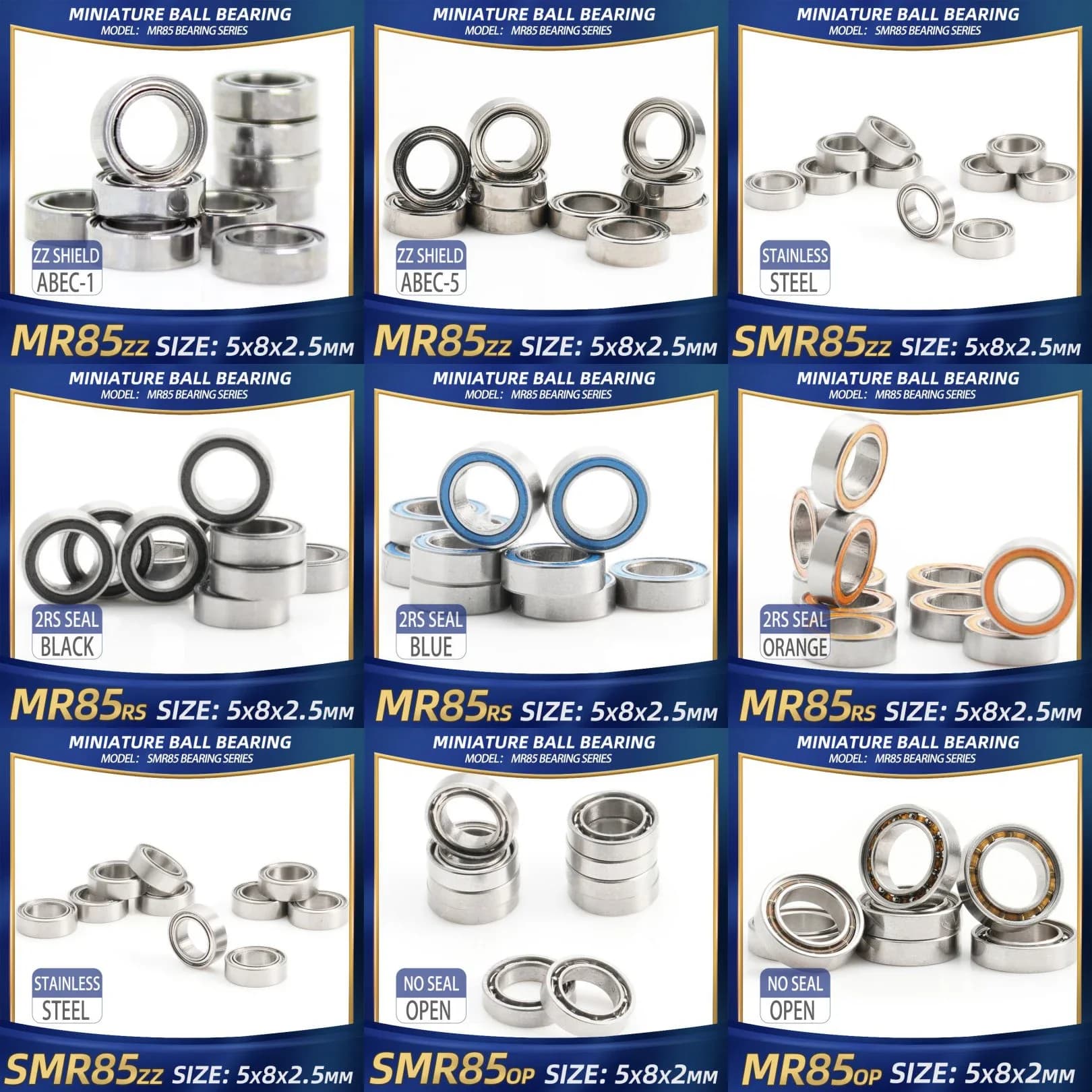 FUSHI MR85 ZZ Cuscinetto 5x8x2.5mm 10 Pz MR85ZZ RS 2RS MR85Open Cuscinetti Manipolo Per Scheda Video Ad Alta Velocità Per Motore