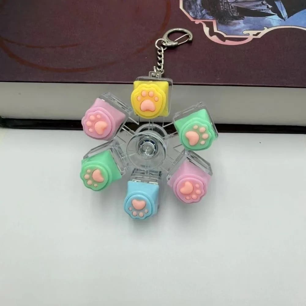 Portachiavi con Tastino a Forma di Zampa di Gatto, Colorato, per Tastiera Meccanica, Fidget Spinner, Ciondolo in Silicone a Forma di Artiglio di Gatto Kawaii