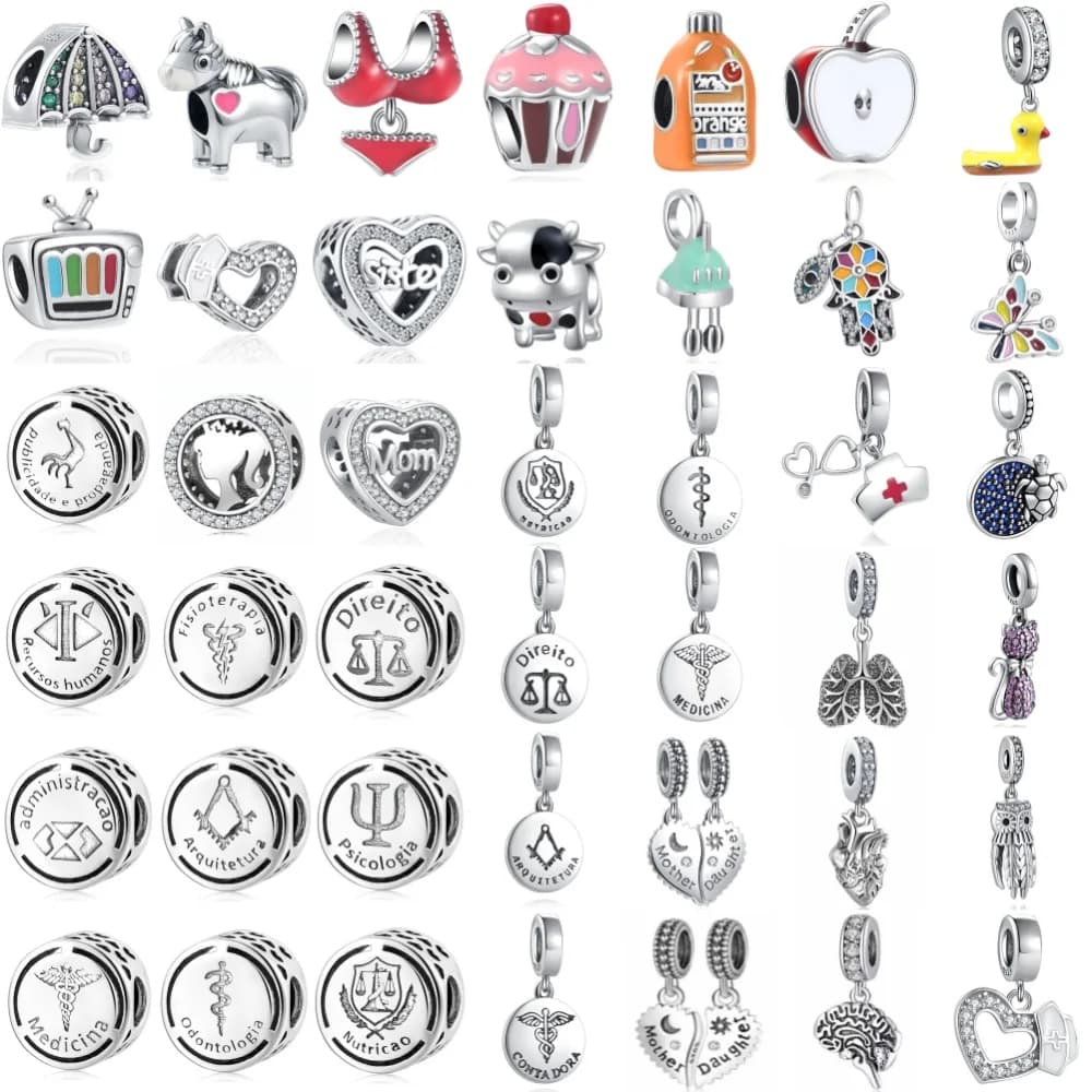 NEW Hot selling 925 Silver, TV, Apple Cake Bead Heart,Lung,Pendant Suitable for European Original Bracelet DIY Exquisite Jewelry