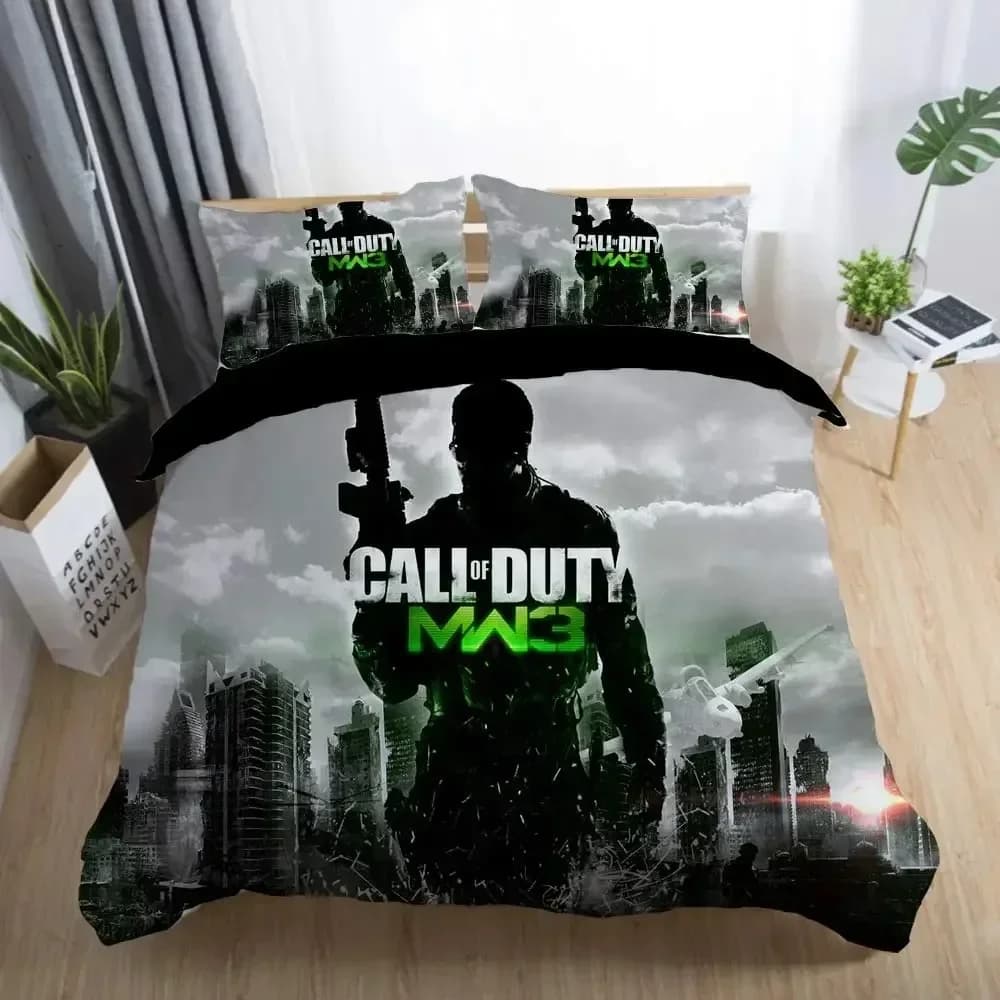 Set di biancheria da letto Game Call Of Duty Modern Warfare, copripiumino, lenzuolo stampato, federa, set completo per letto matrimoniale, king size, comforter per camera da letto