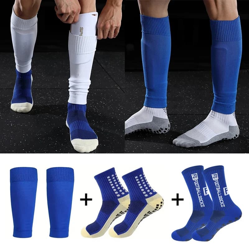 Set of 3 pairs of football socks for men and knees, calf sleeves, anti-slip braces for young adults, for basketball, football, sport