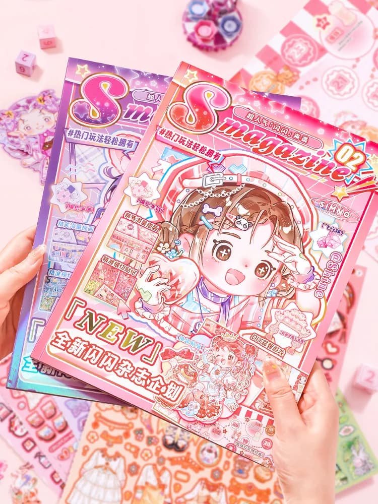 Nuovo Libro di Adesivi Rivista Shiny Fun: Gioco Educativo Estetico per Bambini, Libro di Travestimenti per Studentesse, Giocattolo Fai-da-Te Educativo