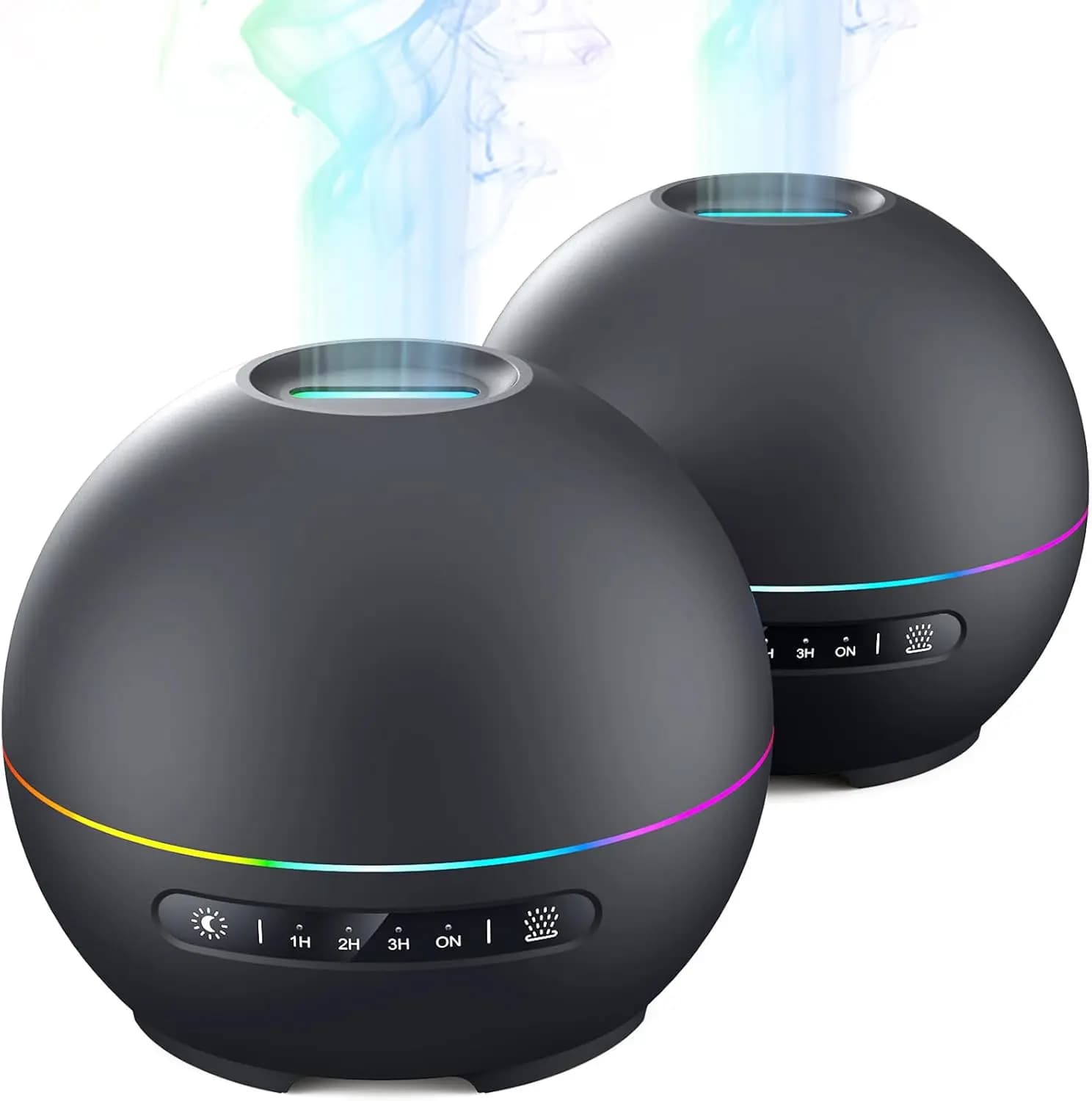 Set di 2 Diffusori di Oli Essenziali per Casa - Diffusore Aromaterapico Ultrasonico da 200ml con 4 Timer e 7 Luci Notturne Colorate