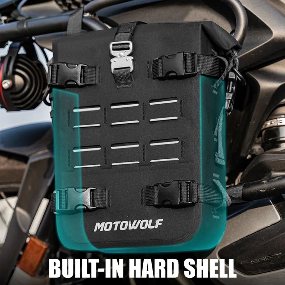 Borsa da moto impermeabile 6L universale da telaio laterale con supporto interno, borsa da viaggio, porta attrezzi