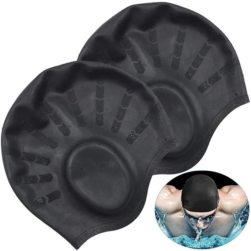 1PC Waterproof Swimming Cap For Men Women High Elasticity, Ears Protection, Large Silicone Diving Cap for Enhanced Comfort