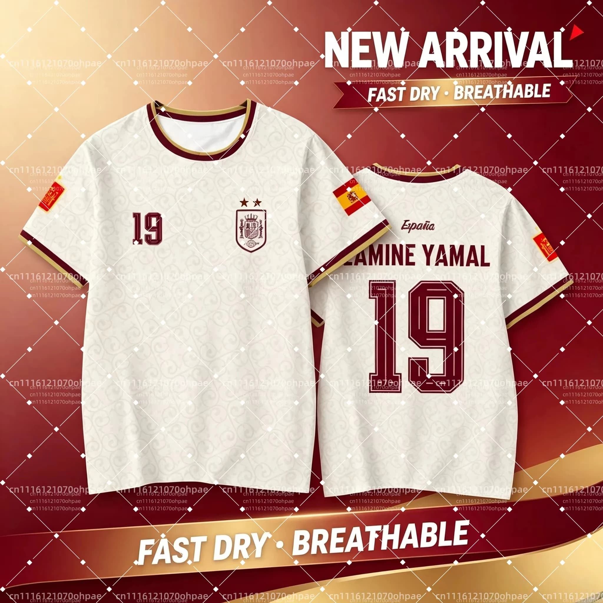 2026 Spanish Team Yamal Player Edition Football Shirt, Quick Drying Short Sleeved T-shirt, Men's and Women's Family Kids Tees 3d