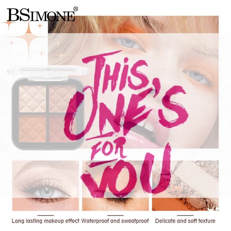 BSIMONE Palettes of 4-colored shadows Palettes of shadows and long-lasting contours with sequins earth perlescent matte