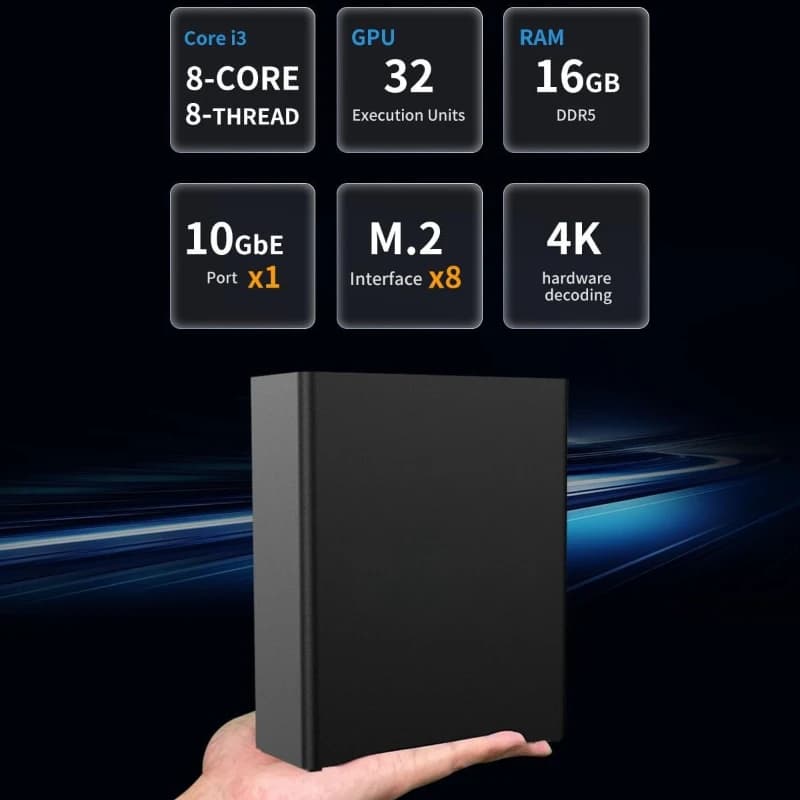 SSD F8 All SSD NAS Storage Core i3 CPU a 8 core e 8 thread, prestazioni di picco di archiviazione attaccate nella rete palmare (senza disco)