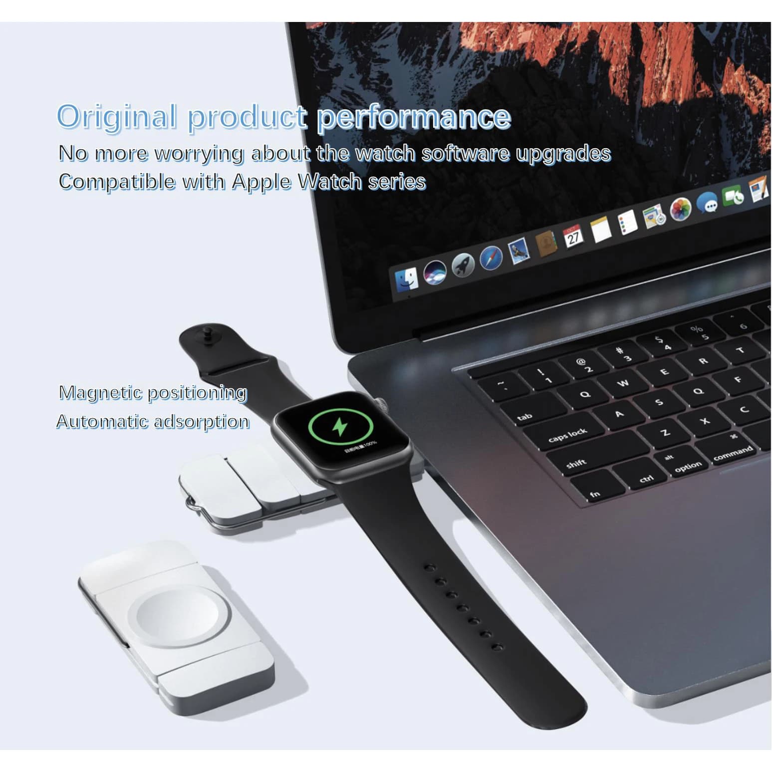 Caricatore Wireless Portatile con Doppio Ingresso USB-A/USB-C, Ricarica Universale per Apple Watch e AirPods, Caricatore Wireless da Viaggio