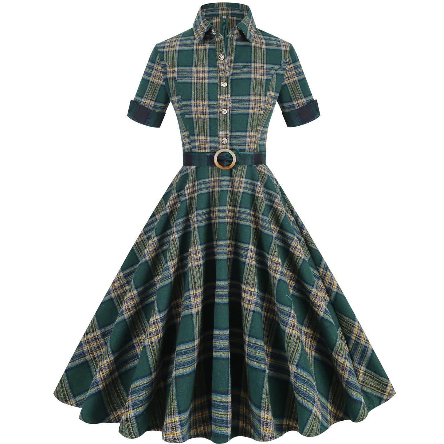 Women Pin Up Lattice Print Casual Party Dress Summer Short Sleeve Retro Robe 60s 50s Vintage Rockabilly Swing Dress Vestidos