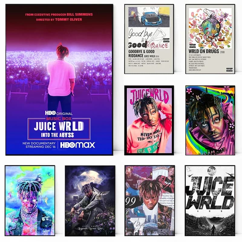Juice WRLD Hip Hop Canvas Poster - Aesthetic Album Cover Art for Room & Bar Wall Decor, Perfect Music Enthusiast Gift