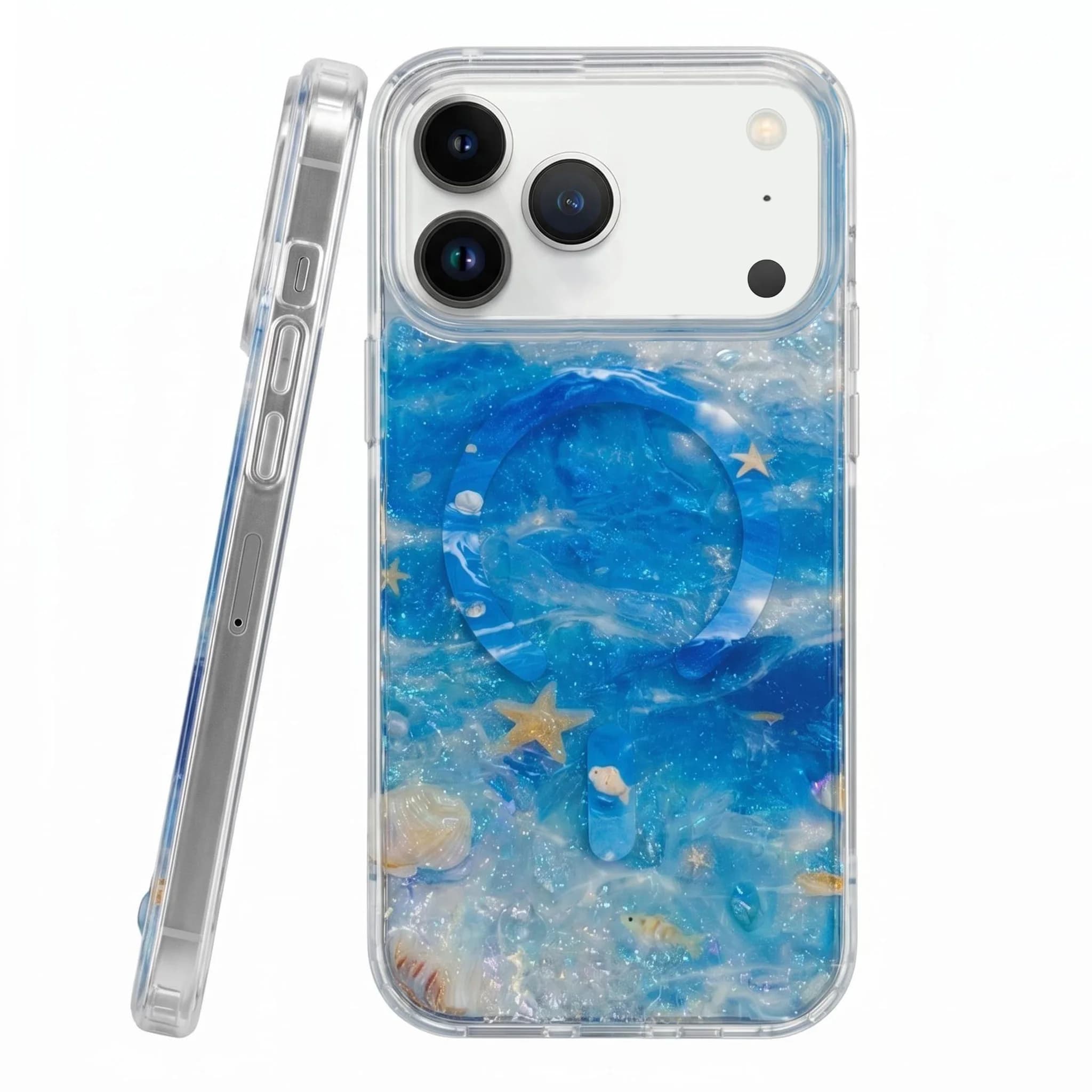 Nuova custodia magnetica per iPhone 17 16 15 14 13 con motivo a conchiglia stile oceano, custodia antiurto di lusso leggero per 17 Pro Max/17e/16 Plus