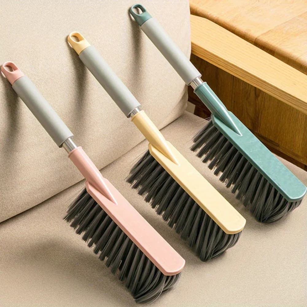Spazzola a setole morbide con manico lungo per la pulizia della casa - Ideale per soggiorno, camera da letto, bagno e WC - Letto manuale, divano